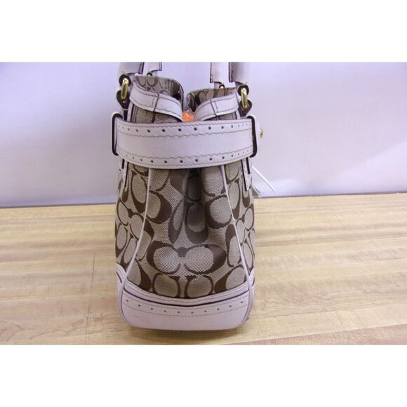Coach M0671-10507 Brown & White Hampton Signature Satchel Tote Bag - Picture 4 of 5